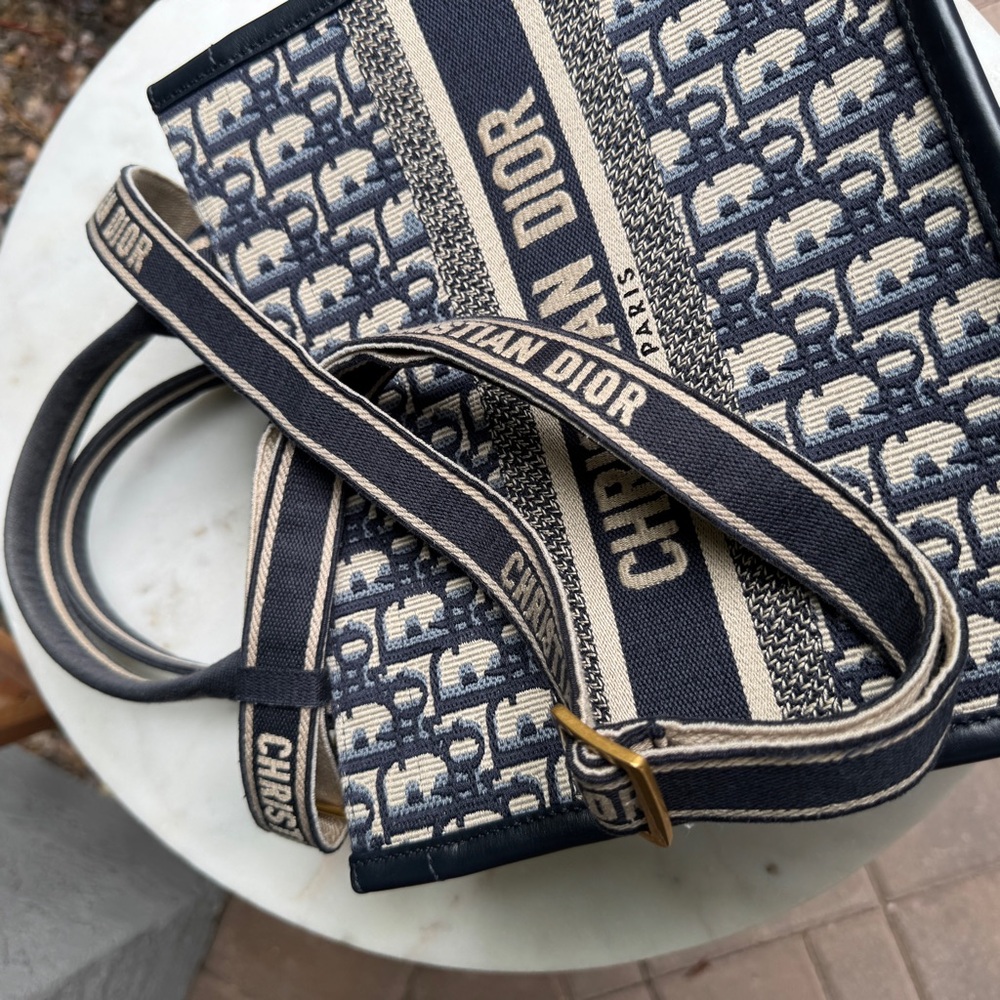 Christian Dior Oblique Embroidery and Calfskin Small Book Tote - Picture 9 of 15